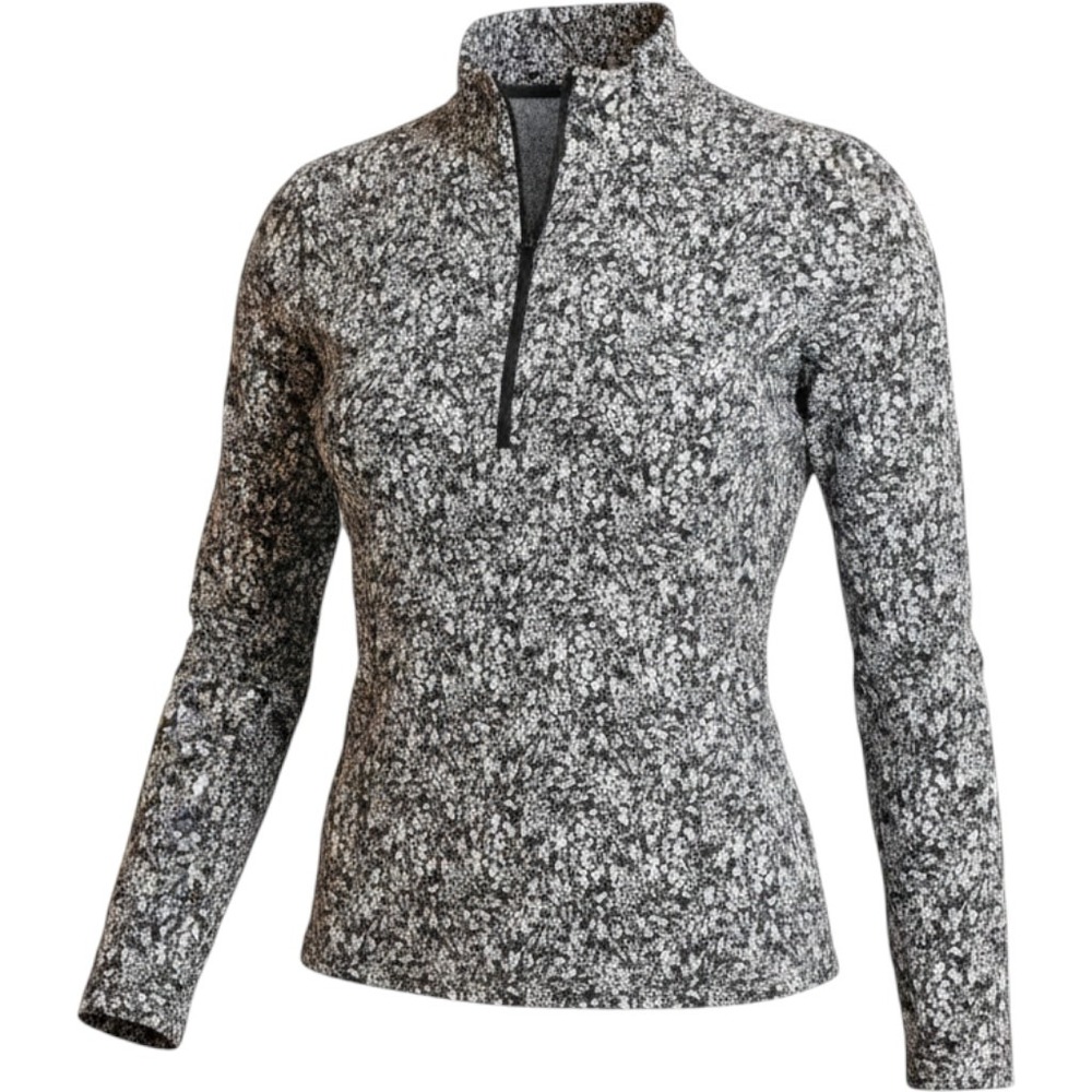 Spyder Pullover Womens Medium Black White Excellent Floral 1/4 Zip SP177U